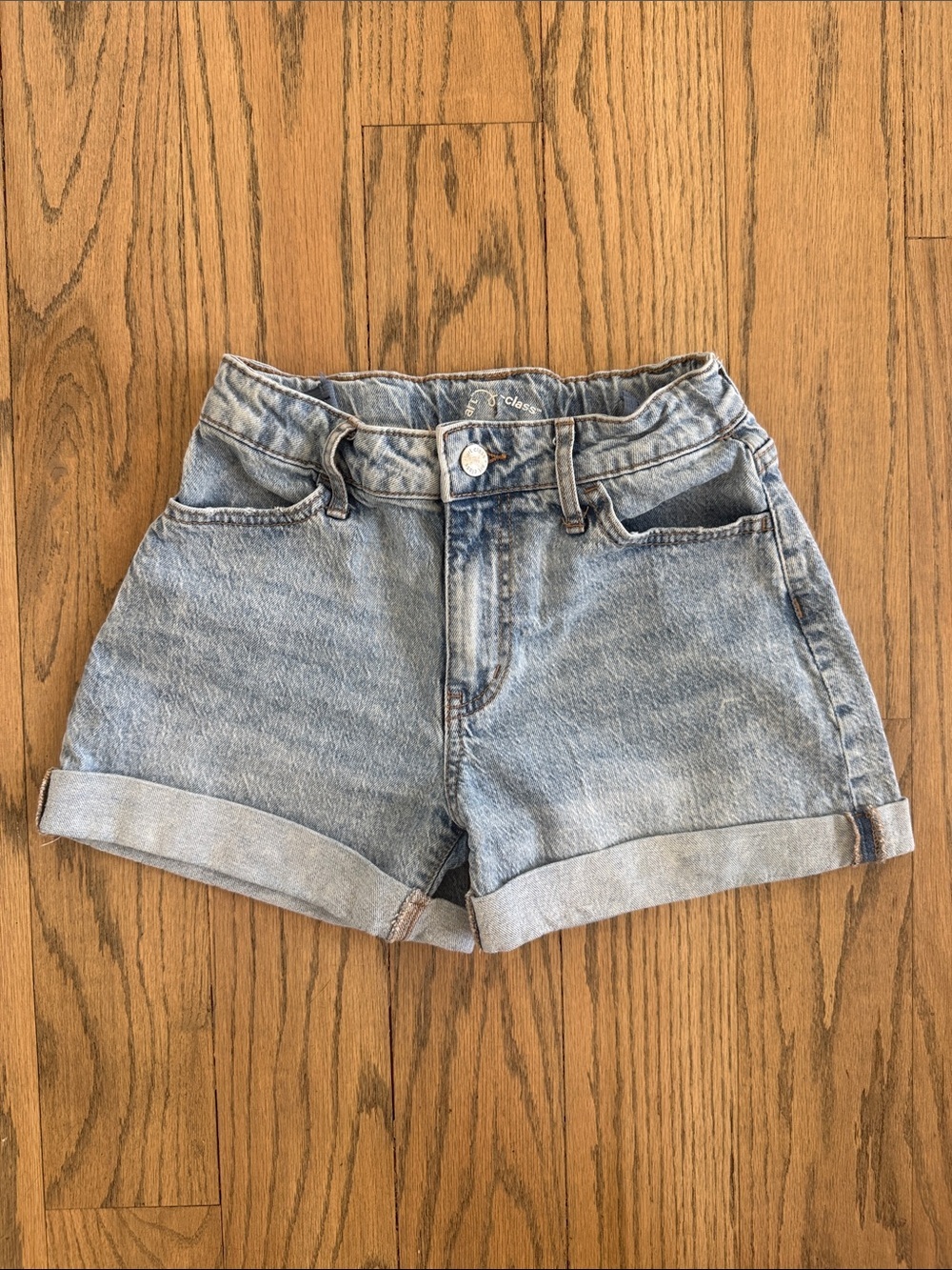 Cat & Jack Light Blue Denim Roll-Cuff Girls Shorts Size Large 10/12